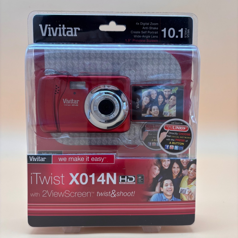 Vivitar iTwist X014N Red Digital Camera 10.1MP 1.8in Twist Screen New NIB